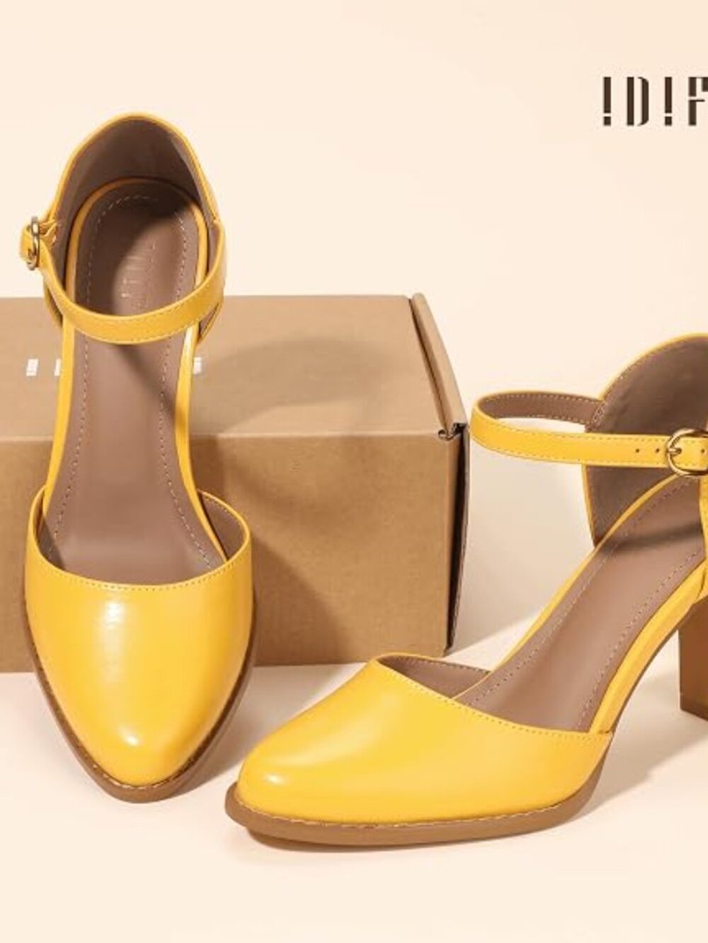 Toe Chunky High Heels Comfortable Dress Shoes for Women Pumps Vintage Heels Dres - Picture 3 of 5